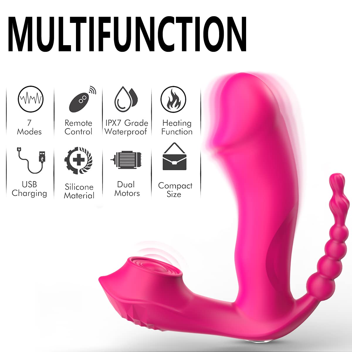 G Spot Clitoral Anal Vibrator Adult Sex Toys Anal Beads Dildo for Women Clitoral Stimulation 7 Vibration Modes Waterproof Rechargeable Remote Control
