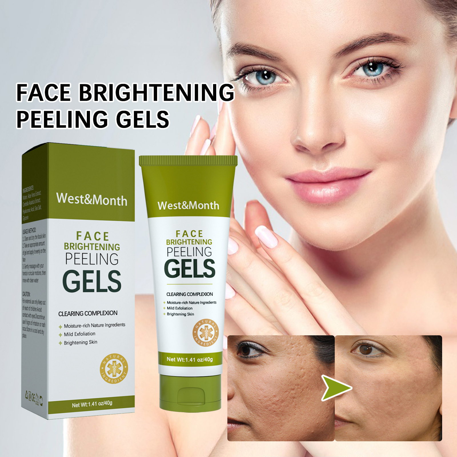 Face Brightening Peeling Gel Facial Exfoliator Cream Face Scrub Deep Remove Cleaning All Skin Types Moisturizing Brightening Nourishing Skin
