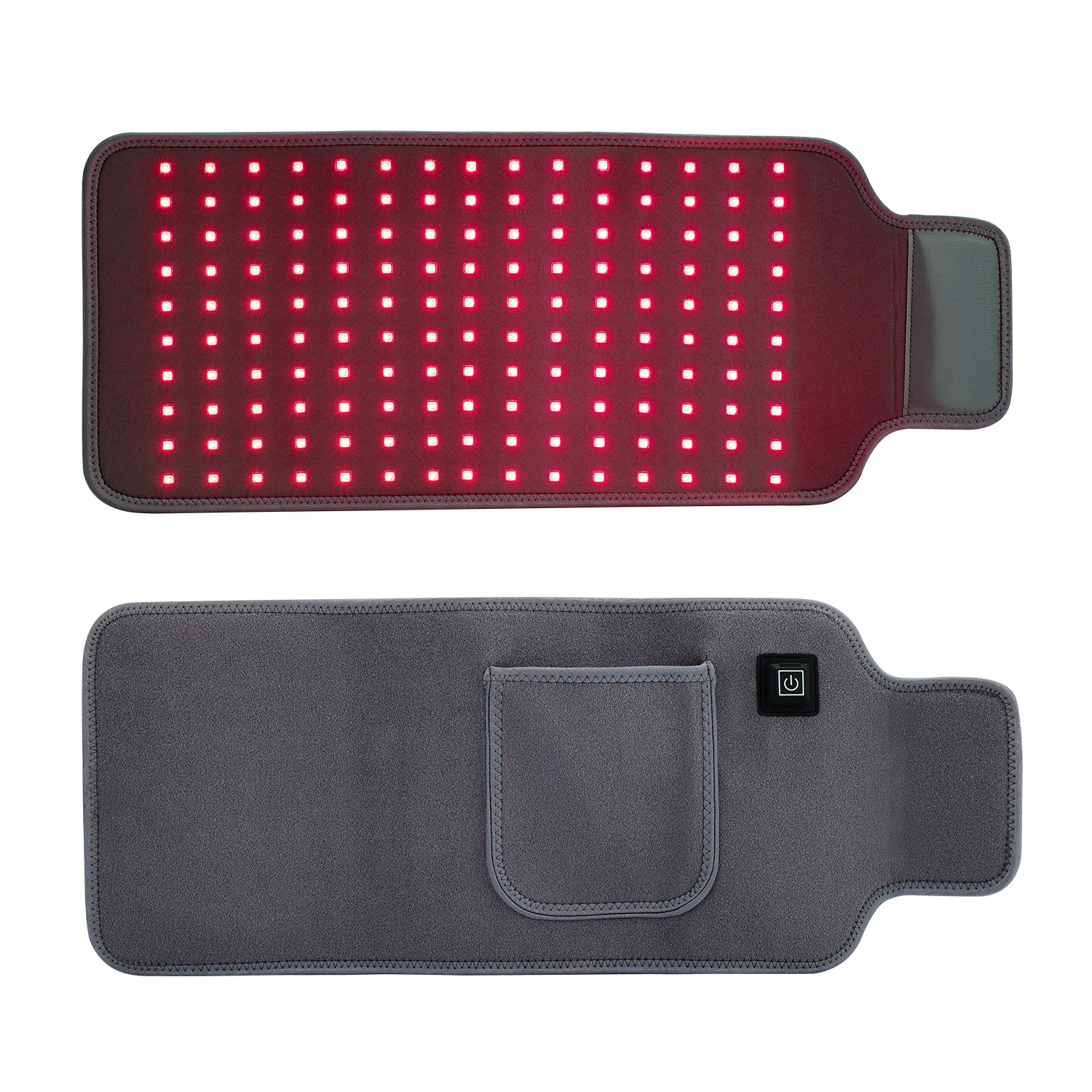 (Grey) 150 LEDs Red＆Infrared Light Therapy Belt 850nm 660nm Back Pain Relief Burn Fat Wrap Slimming Machine Waist Heat Pad Full Body