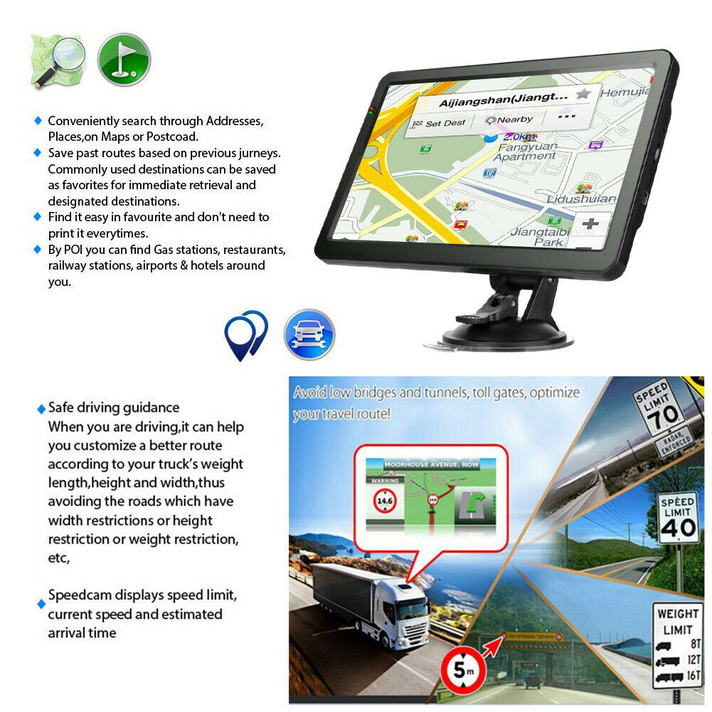 (7 Inch) Sat Nav Car GPS Navigation Latest UK EU Map Truck
