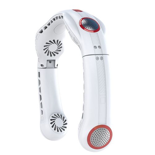 360° Blowing Rechargeable Fan Cooling Airflow Neck Cooler 4 Motors Hands Free Fan