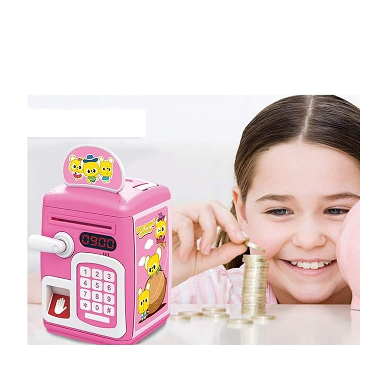 (Blue) Cute Piggy Bank for Kids Saving Money Fingerprint Unlock Money Bank Coin Bank Perfect Gift for Little Savers