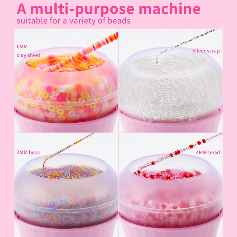 (Blue) USB Electric Bead Threading Machine Automatic Bead Stringing Device with Adjustable Speed and Direction