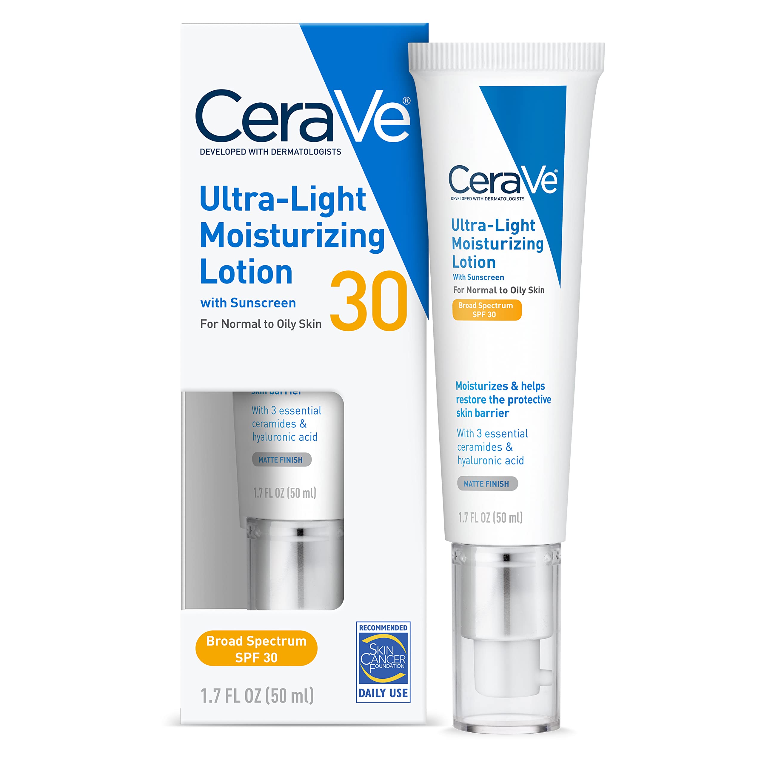 CeraVe Ultra Light Face Lotion Face Moisturizer with Sunscreen SPF 30 for Daily Use
