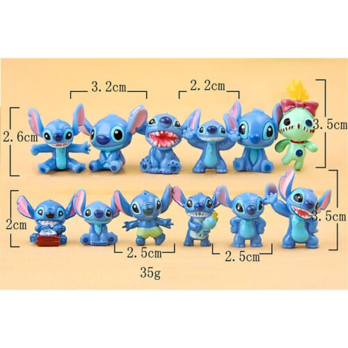 12 PCS Disney Lilo & Stitch Action Figures Collection Set Kids Toy Gifts 3.5cm