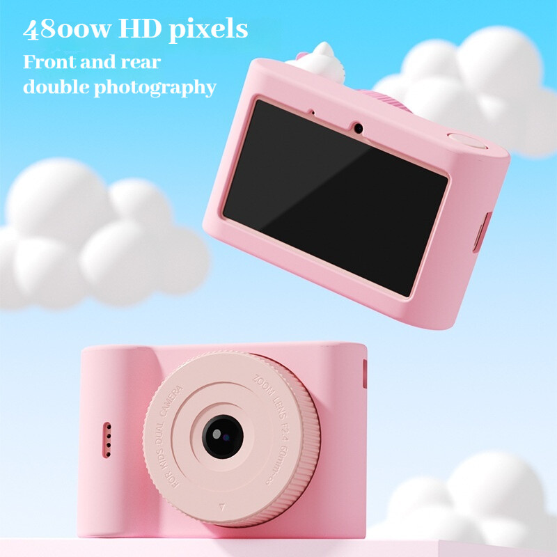 (Blue) Hello Kitty Kuromi Retro Camera For Kids Cartoon Cute Pink Digital Kuromi Camera For Kids Selfie Small Dslr C5-1 In Stock
