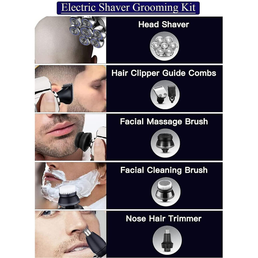 Head Shavers Compatible Bald Men-5-in-1 Electric Head Shaver Compatible Bald Men, Rotary Design Head Shavers, Electric Mens Grooming Kit