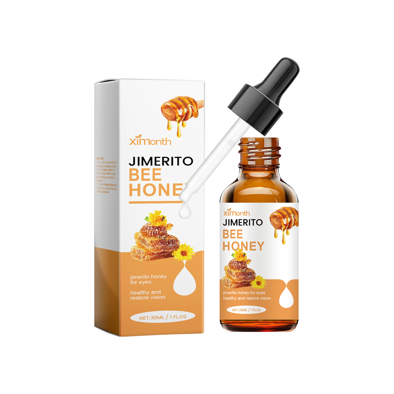 (1 PC) Eye Care Solution Bee Honey Eye Drops Fatigue Dry Eyes Astigmatism Blurred Vision Reliever Refreshing Moisturizing Improve Eyesight Soothing Eye Care Products