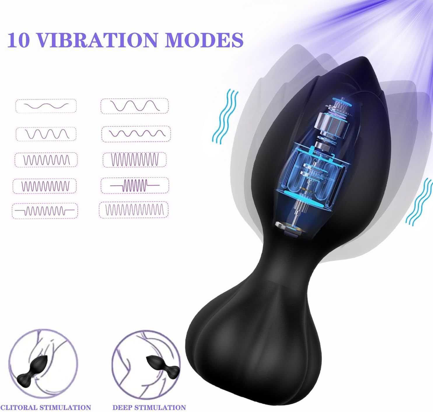 (Rose Red) Rose Anal Plug Vibrator Wireless Remote Butt Plug Love Egg Anal Vibrator Sex Toy For Woman Vibration G-Spot Jumping Egg Adult Products 10 Frequency