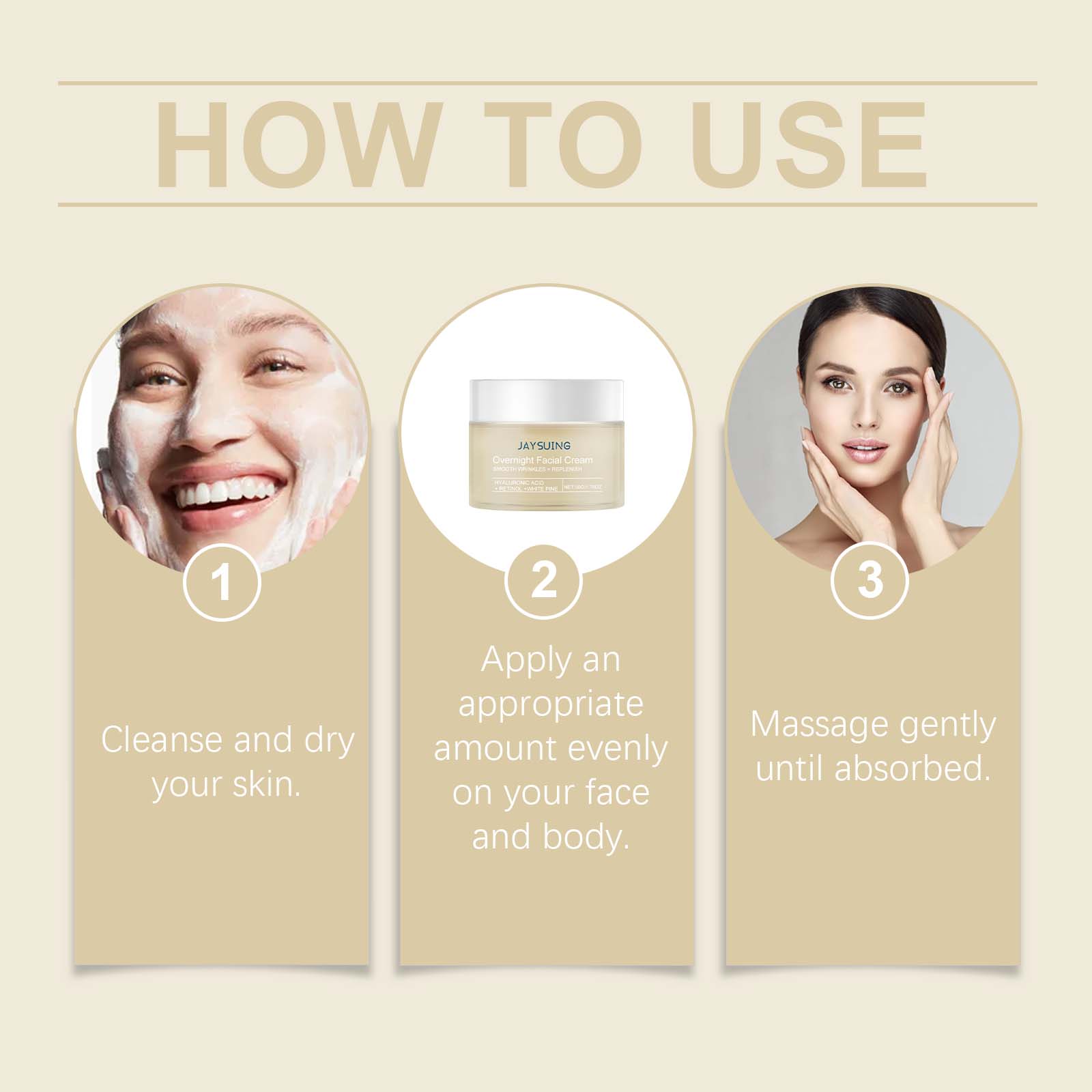 Jaysuing Pine Hydrating Night Cream Facial Care Brighten Tender Skin Nourish Hyaluronic Acid Retinol Moisturizer Skincare Restore Tighten Anti Aging Cream