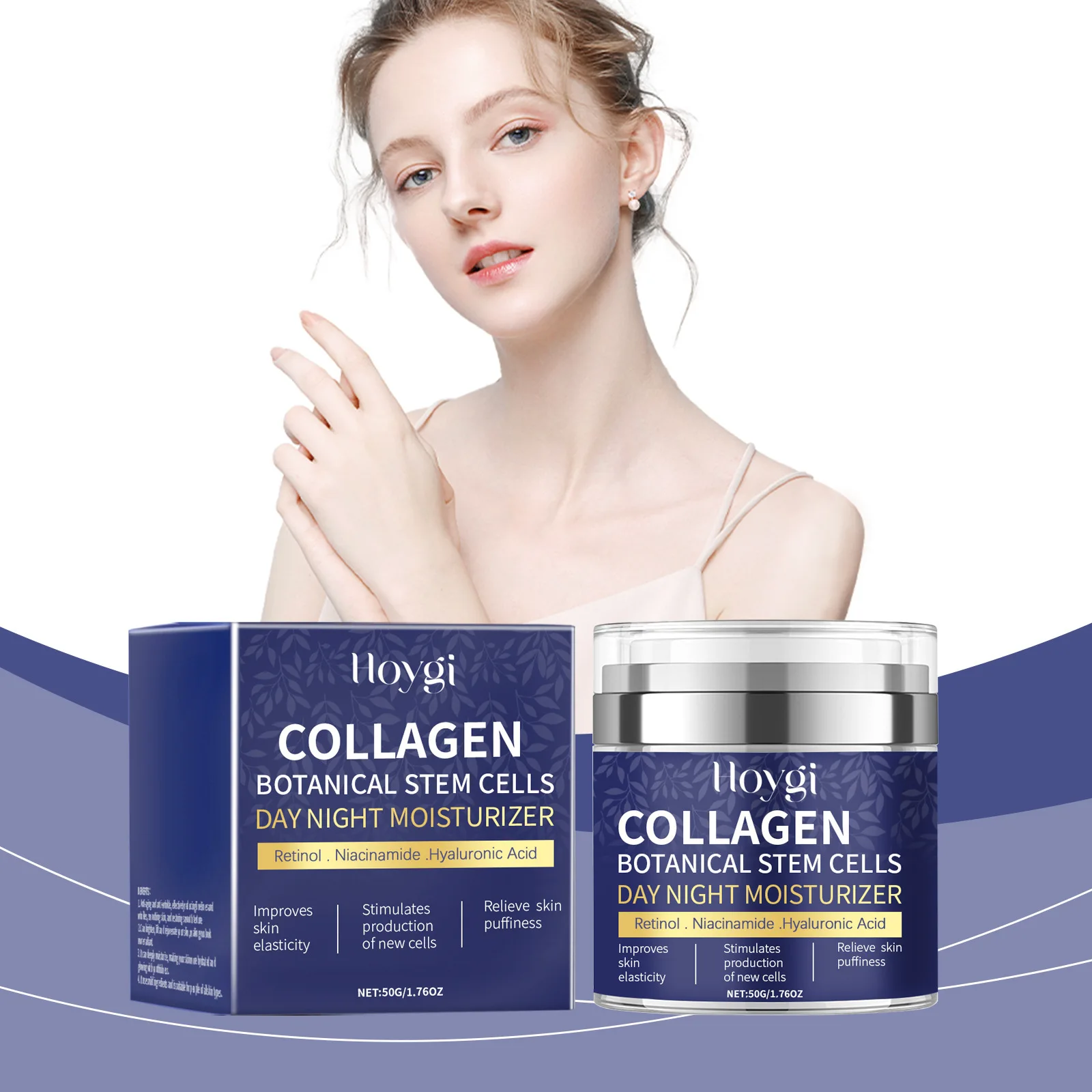 Hoygi Retinol Facial Moisturizer Face Cream Hyaluronic Acid Collagen Retinol Essence Hydrating Anti Wrinkle Anti Aging Night Creams Skin Care Cream 50g
