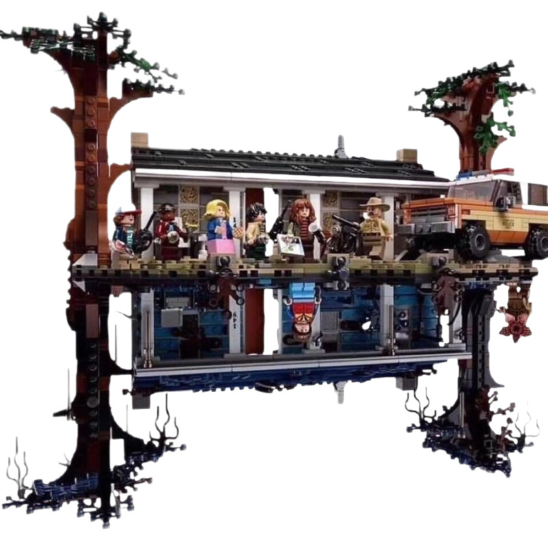 Creative Street Scene MOC Strange Things Upside Down World Small Particle Building Blocks