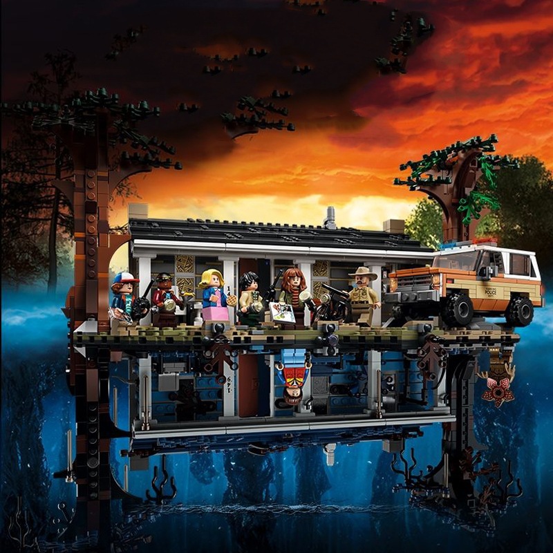 Creative Street Scene MOC Strange Things Upside Down World Small Particle Building Blocks