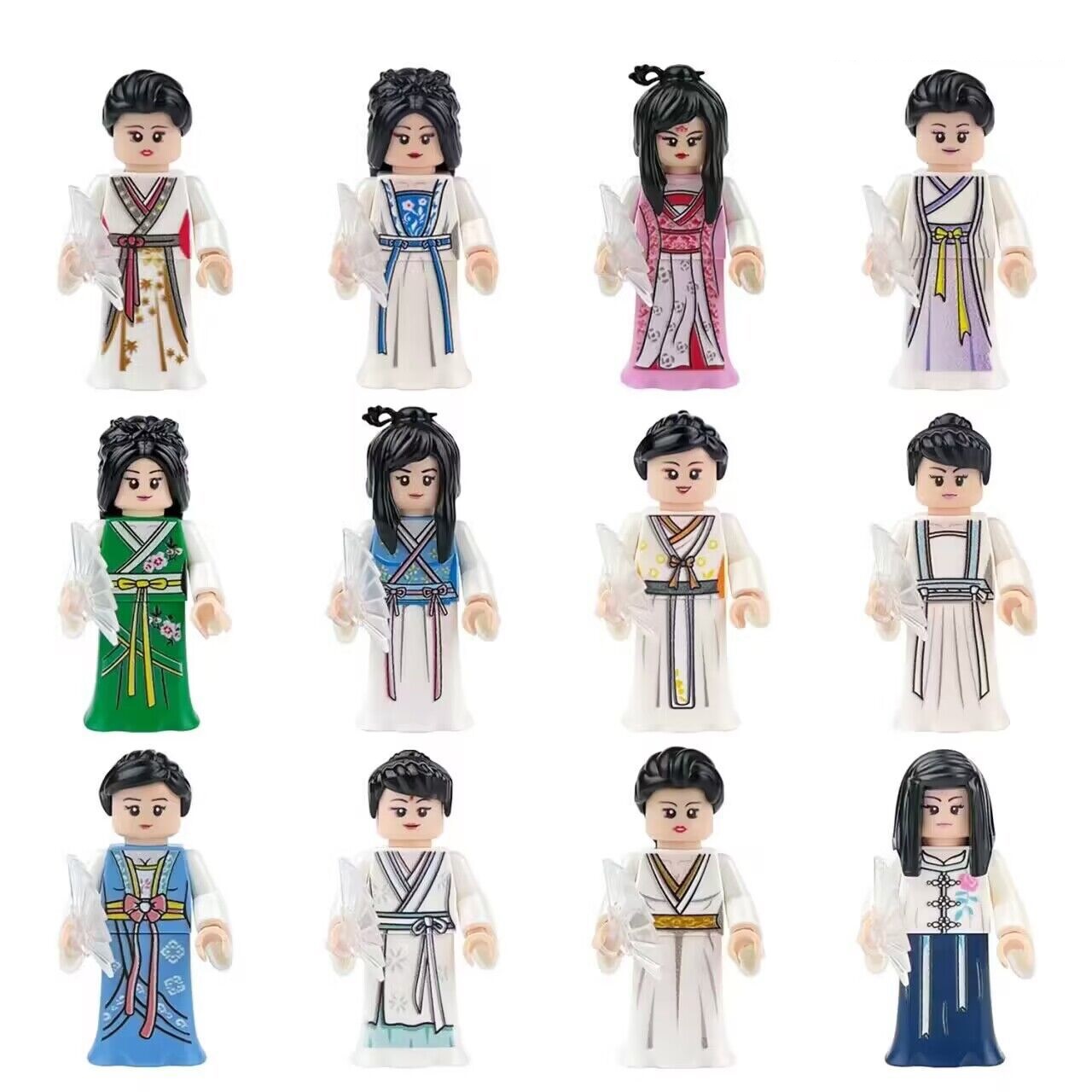 China-Chic Ancient Style Women's Hanfu Mini Figures Building Blocks Toy Suitable for Party Decorations Kids Festival Gifts Smooth Surface