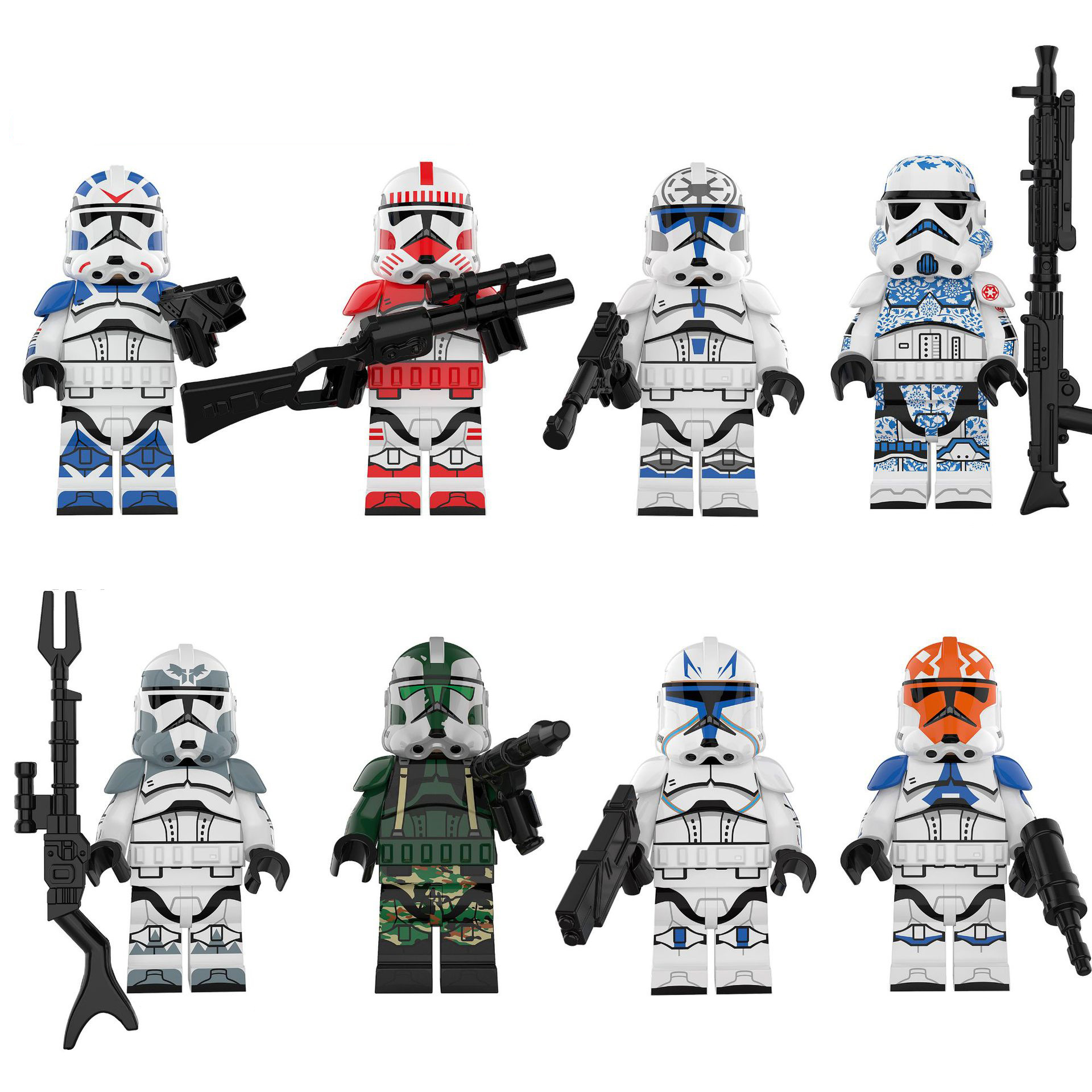 (Style H) Star War Trooper Building Blocks Collectible Toy Mini Figures with Accessories Kids Army Men for Imaginative War Games for Kids