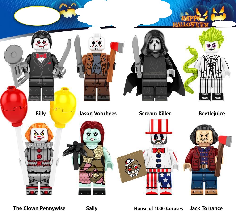 (Style C) Halloween Anime Mini Figures Toy Building Blocks Set DIY Construction Collection Role Play Decoration and Festival for Kids