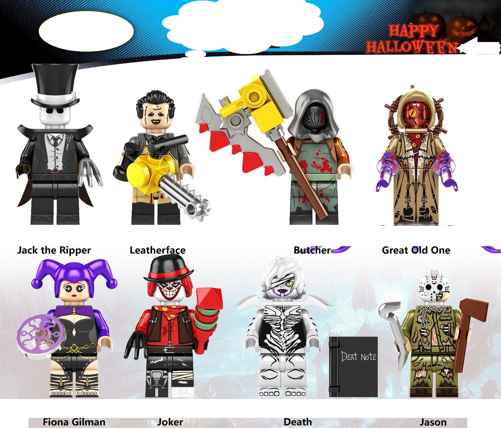 (Style C) Halloween Anime Mini Figures Toy Building Blocks Set DIY Construction Collection Role Play Decoration and Festival for Kids