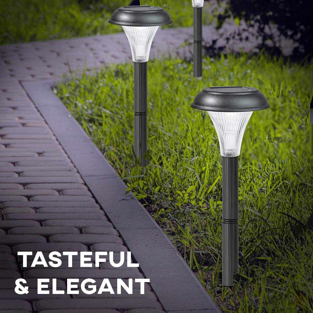 Solar Garden Lights for Outdoor 10 Brightest Light Set Transform Your Paths, Garden, Flowerbeds, Borders and Drive Easy NO Wires Install Double Waterproof 