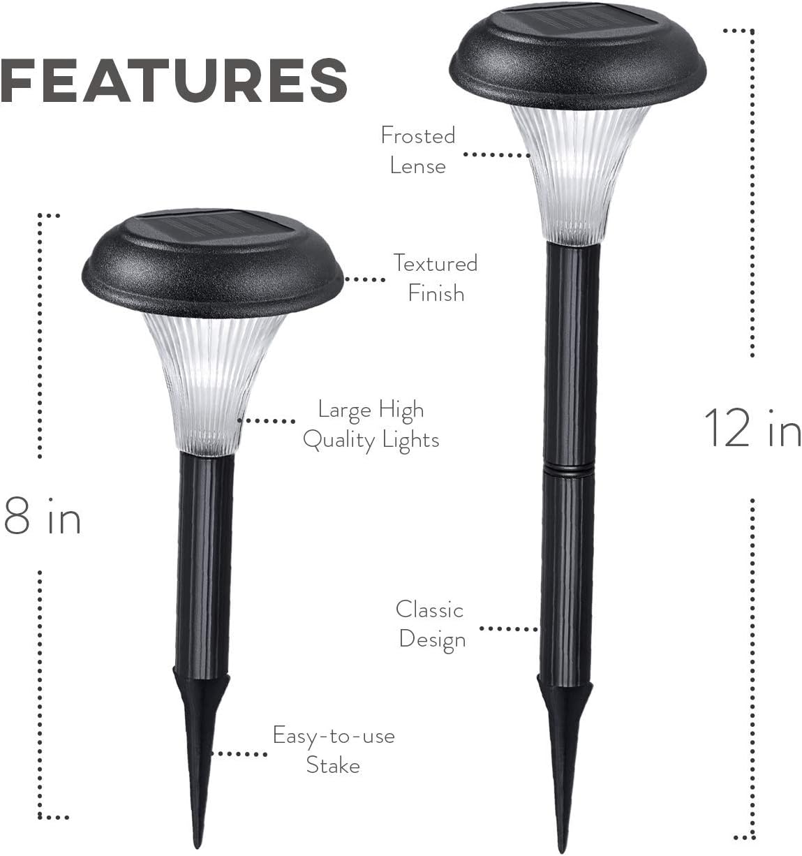 Solar Garden Lights for Outdoor 10 Brightest Light Set Transform Your Paths, Garden, Flowerbeds, Borders and Drive Easy NO Wires Install Double Waterproof 
