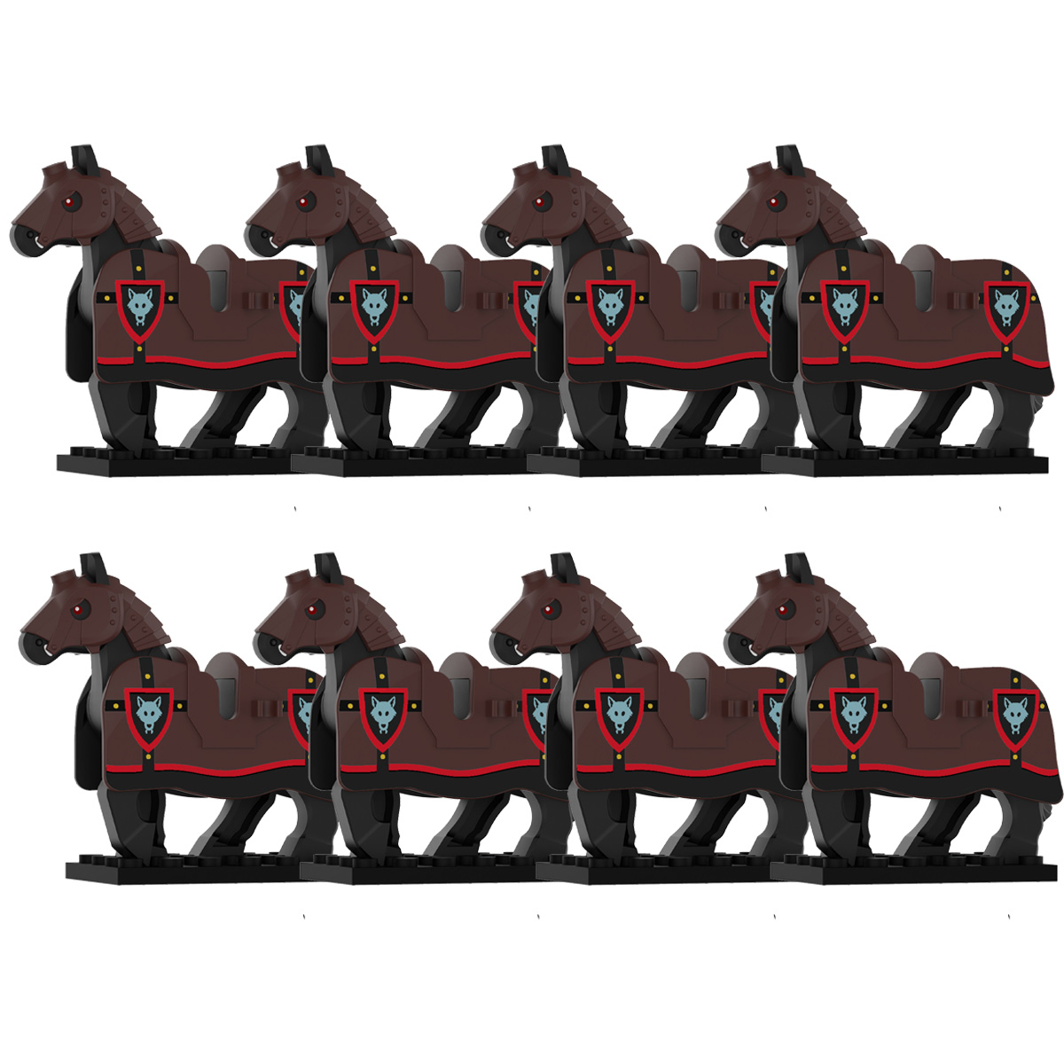 (Grey) Medieval Building Blocks Figures Accessories Knights Scene Animals Warhorse Bricks Gifts Kid Toy