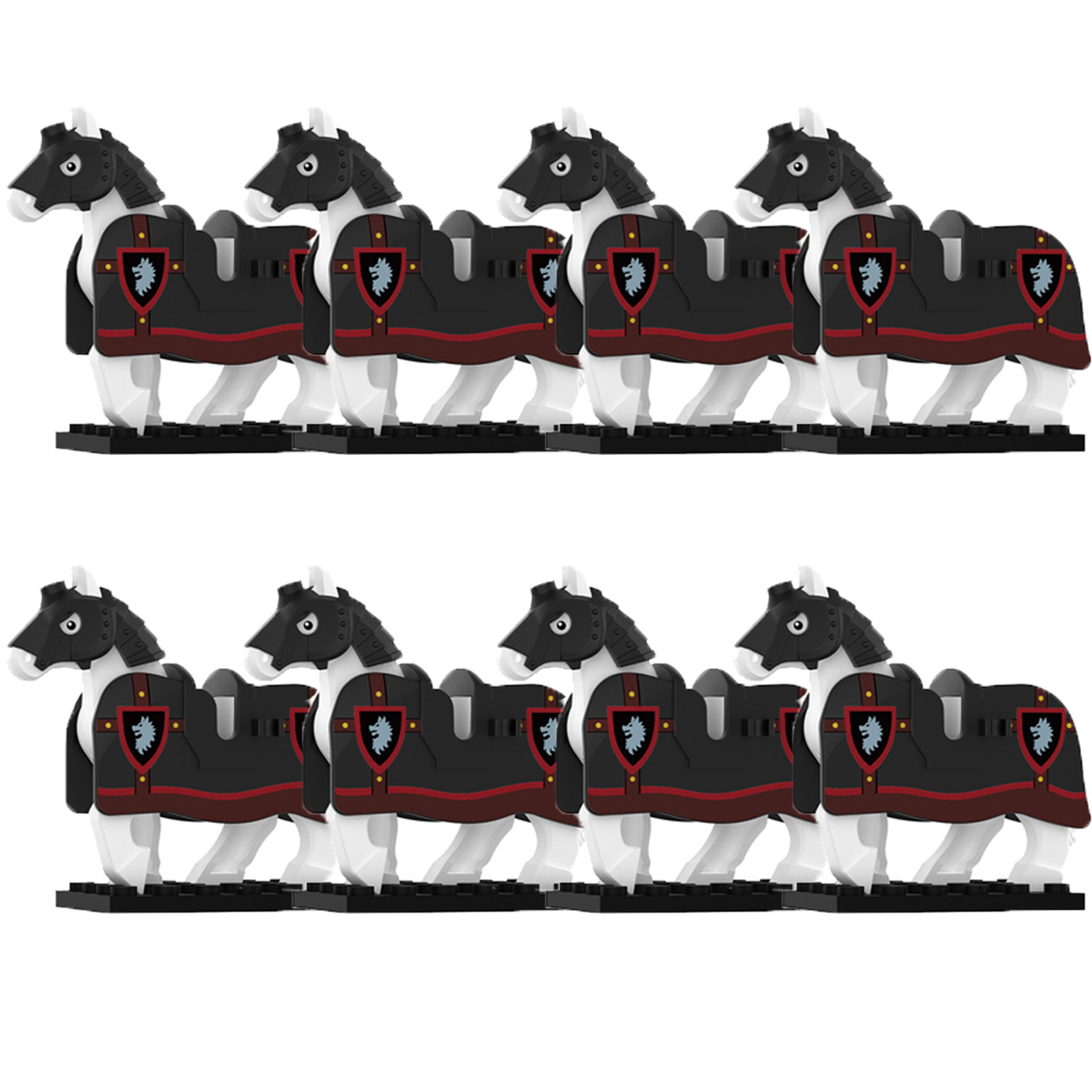 (Grey) Medieval Building Blocks Figures Accessories Knights Scene Animals Warhorse Bricks Gifts Kid Toy