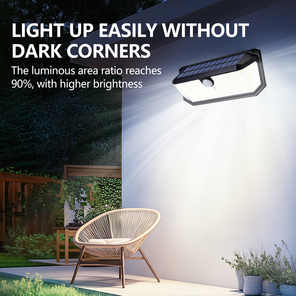 (158 LEDS) Solar Security Lights Outdoor 3 Modes Solar Powered Motion Sensor Lights Waterproof Wall Lights Fence Yard Garage 
