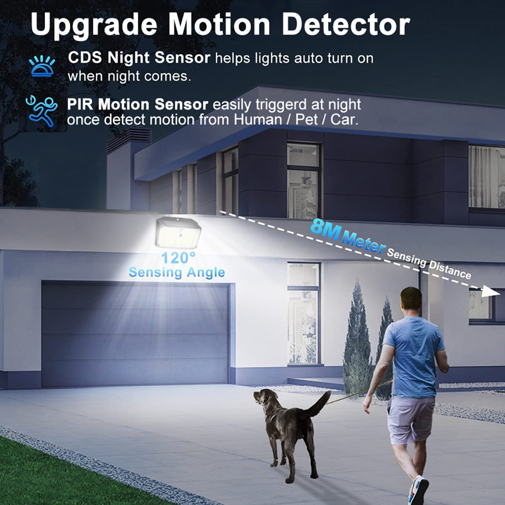 (158 LEDS) Solar Security Lights Outdoor 3 Modes Solar Powered Motion Sensor Lights Waterproof Wall Lights Fence Yard Garage 
