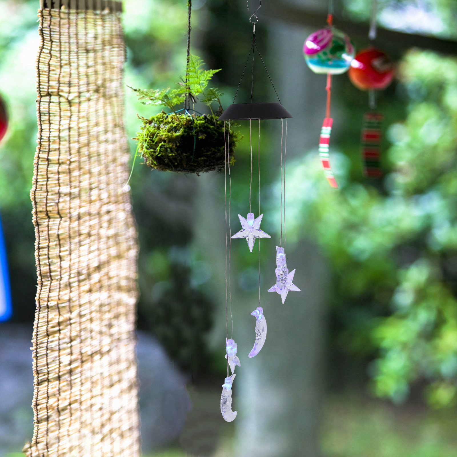 1Pcs Solar LED Wind Chime Light Outdoor Garden Hanging Lamp Creative Solar Powered Decorative Landscape Light Yard Lighting