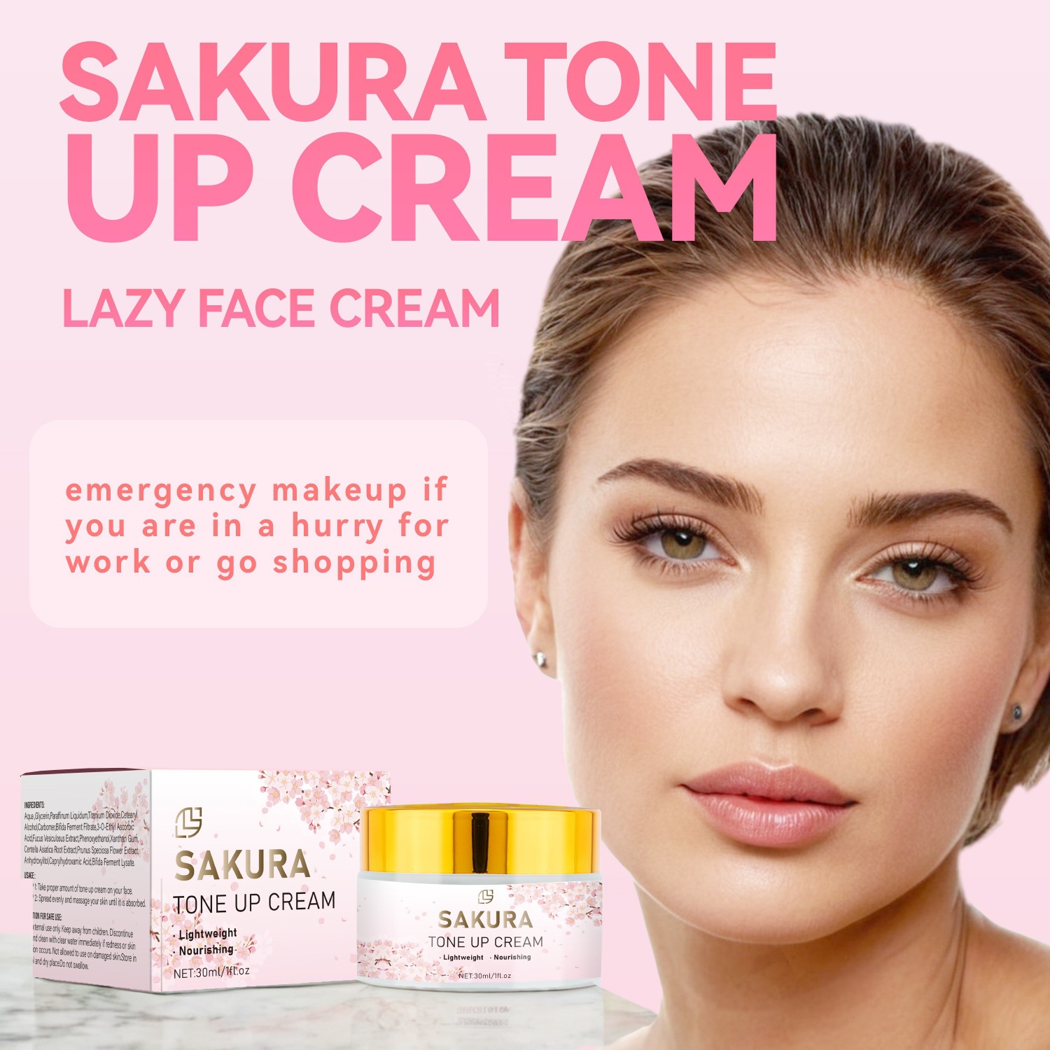 Sakura Brightening Face Cream Moisturising Gentle Skin Care for Daily Use Natural 30ml