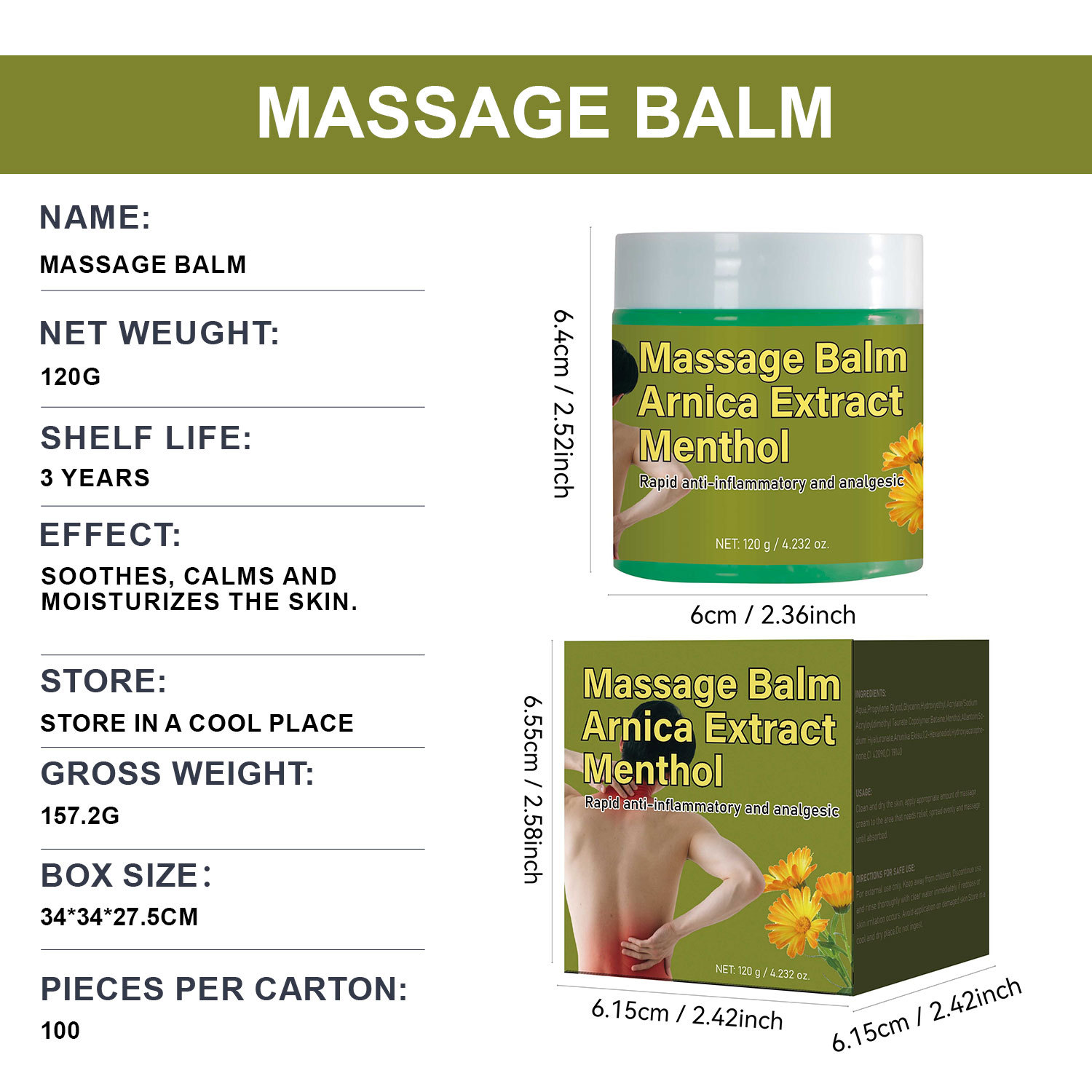 Arnica Gel Massage Cream Soothing Relief For Aching Muscles And Stiff Joints Daily Body Massage Care Treatment 120g