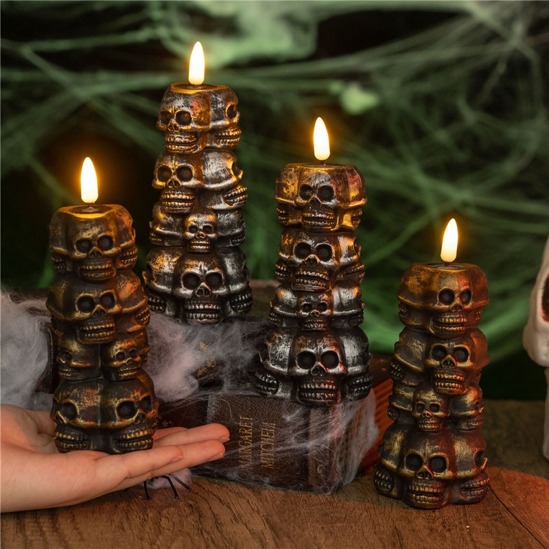 Skull Pile Candle Lights Halloween Decorations Ghost Festival Pumpkin Lamps Party Horror Atmosphere