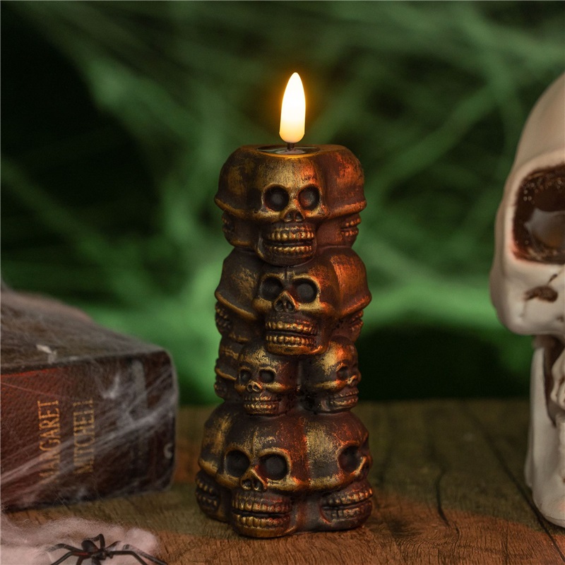 Skull Pile Candle Lights Halloween Decorations Ghost Festival Pumpkin Lamps Party Horror Atmosphere