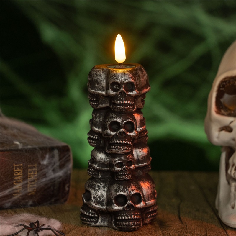 Skull Pile Candle Lights Halloween Decorations Ghost Festival Pumpkin Lamps Party Horror Atmosphere