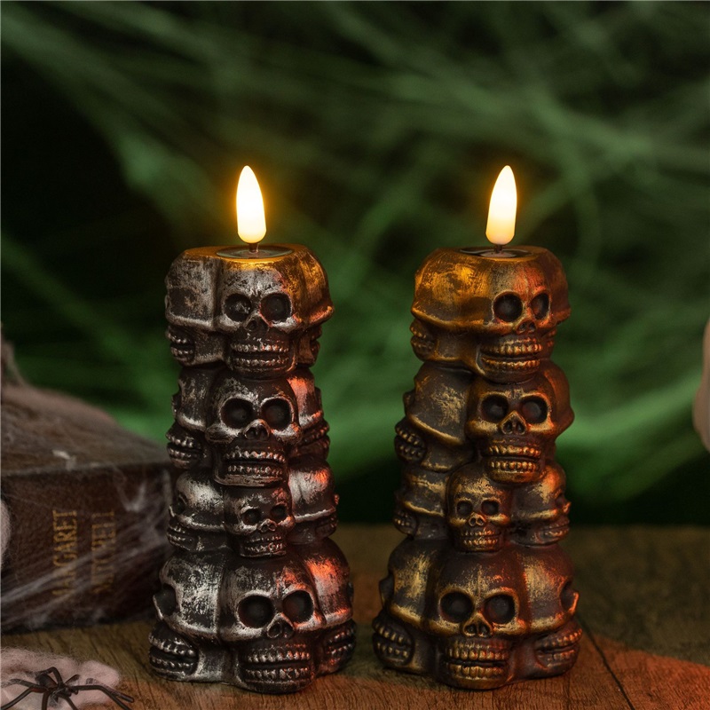 Skull Pile Candle Lights Halloween Decorations Ghost Festival Pumpkin Lamps Party Horror Atmosphere