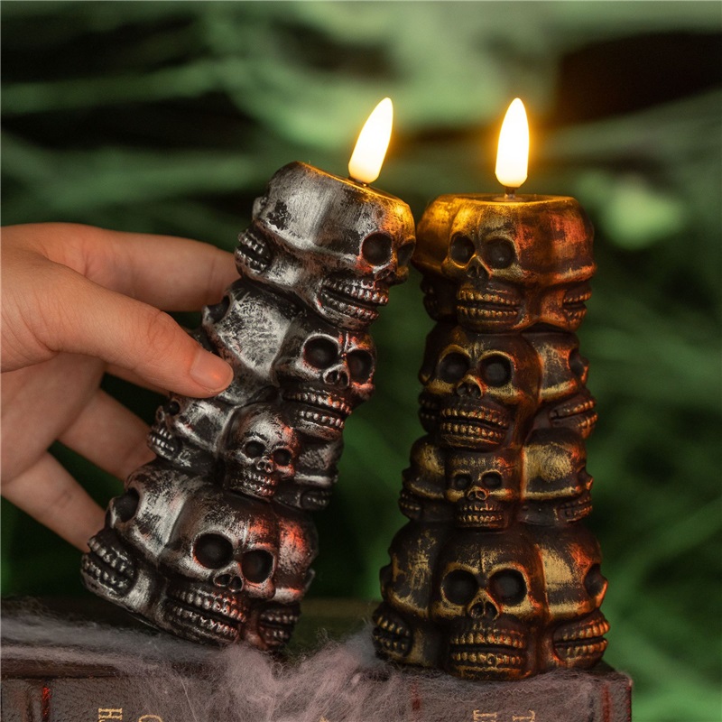 Skull Pile Candle Lights Halloween Decorations Ghost Festival Pumpkin Lamps Party Horror Atmosphere
