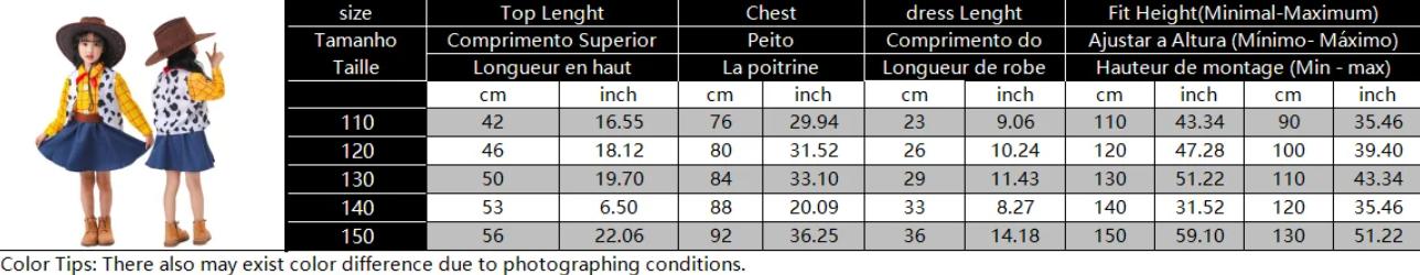 (120) Cartoon Woody Toy Story Dress Childrens Day Outfit For Girls Boys Denim Halloween Costume