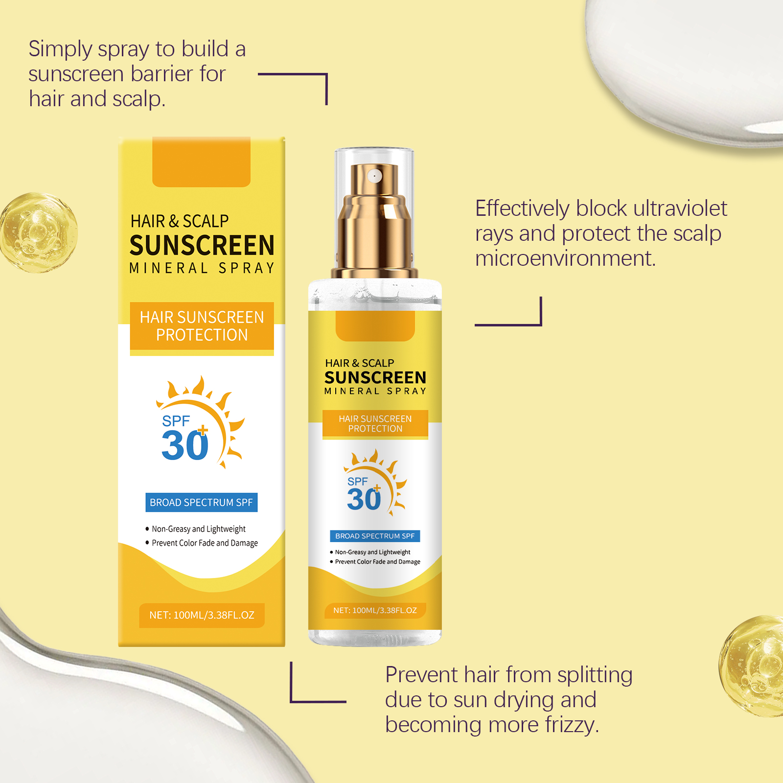 Scalp Protection Spray Mild Gentle Nourishing Refreshing Care Dry Hair Color Safeguard Outdoor Head Skin Repair Soft Healthy