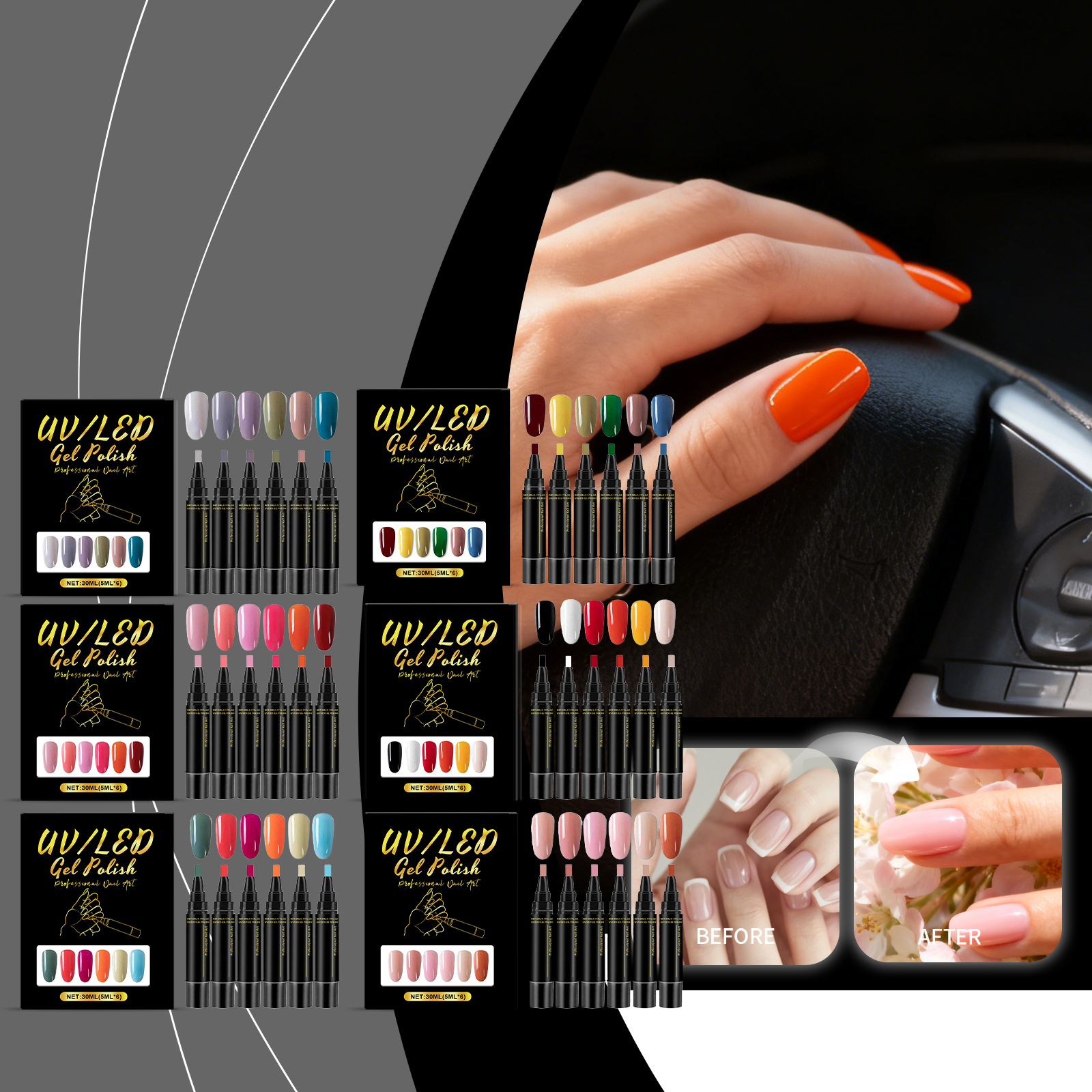 Nail Glue Pen Suit Series Fashion Mixed Color Pattern Multi Color Convenient Smearing Home Manicure Daily Beauty Diy Nail Care Tool