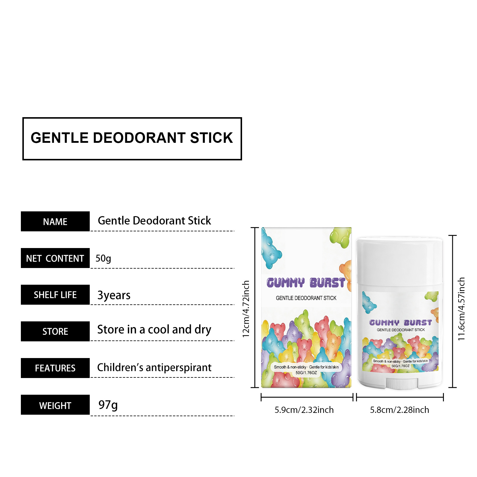 Deodorant Stick Dry Fresh Non Sticky Clothes Mild Care Body Skin Daily Underarm Care