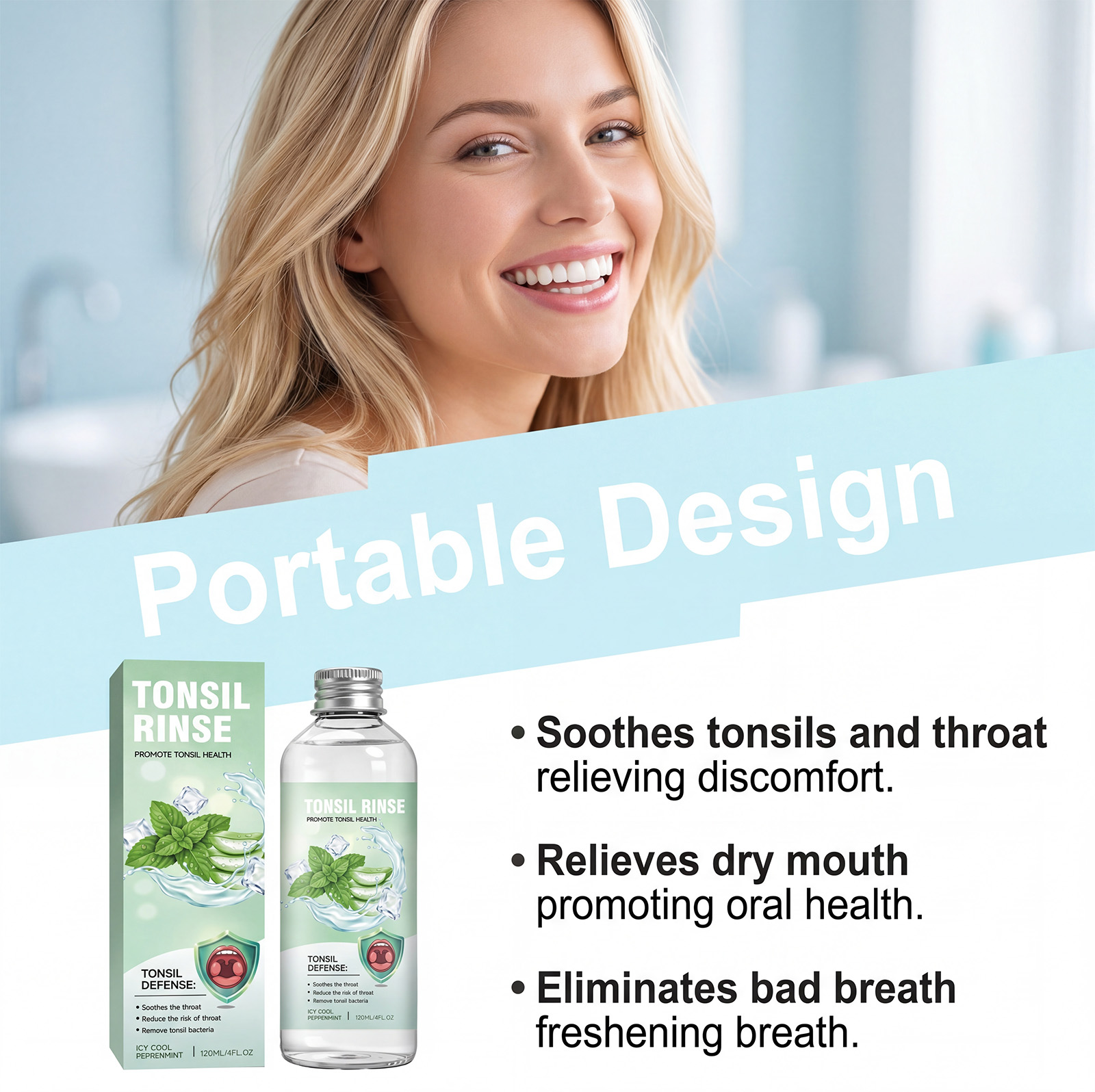 Refreshing Soothing Mouthwash Mint Cool Mild Comfortable Convenient Long Lasting Fresh Daily Oral Care Product