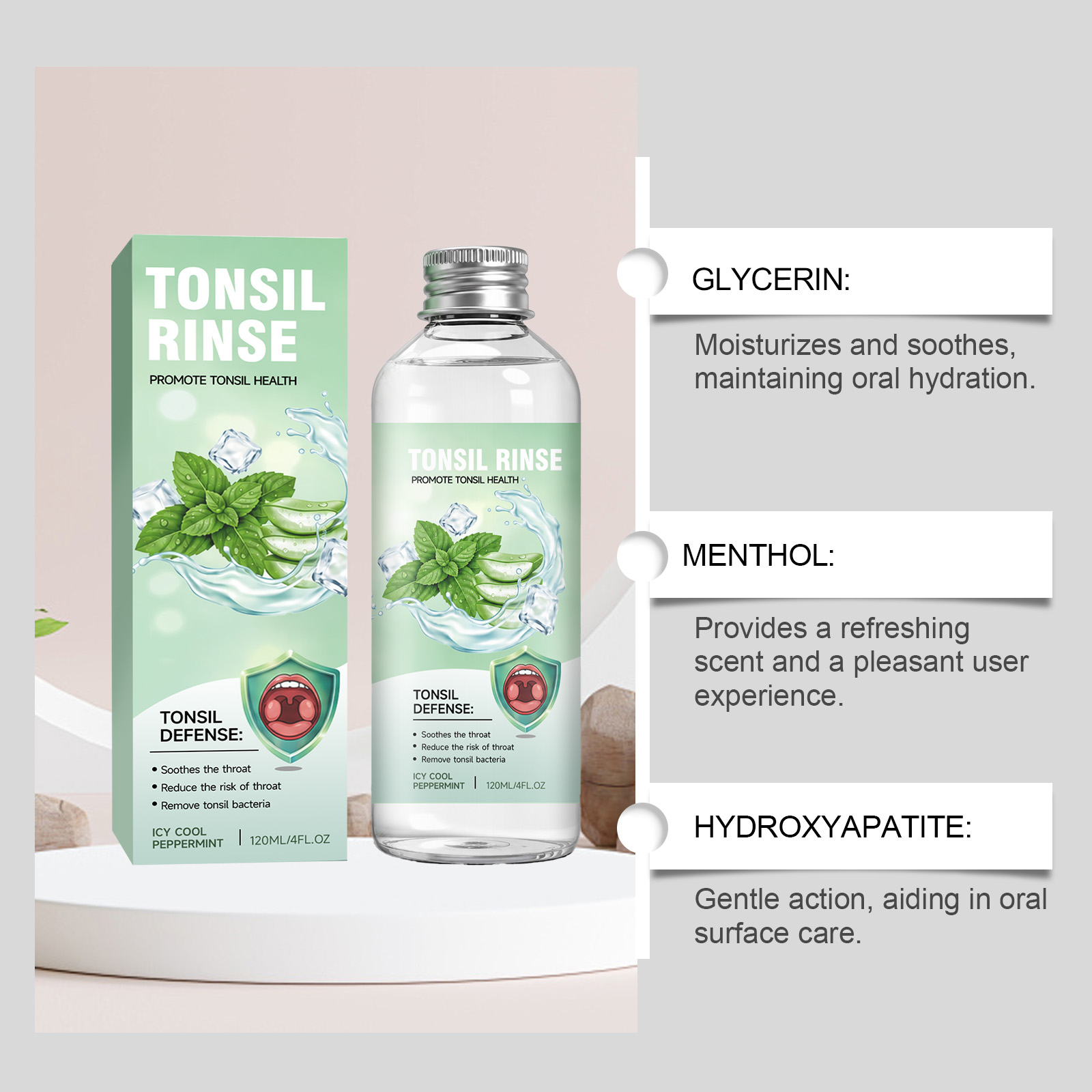 Refreshing Soothing Mouthwash Mint Cool Mild Comfortable Convenient Long Lasting Fresh Daily Oral Care Product