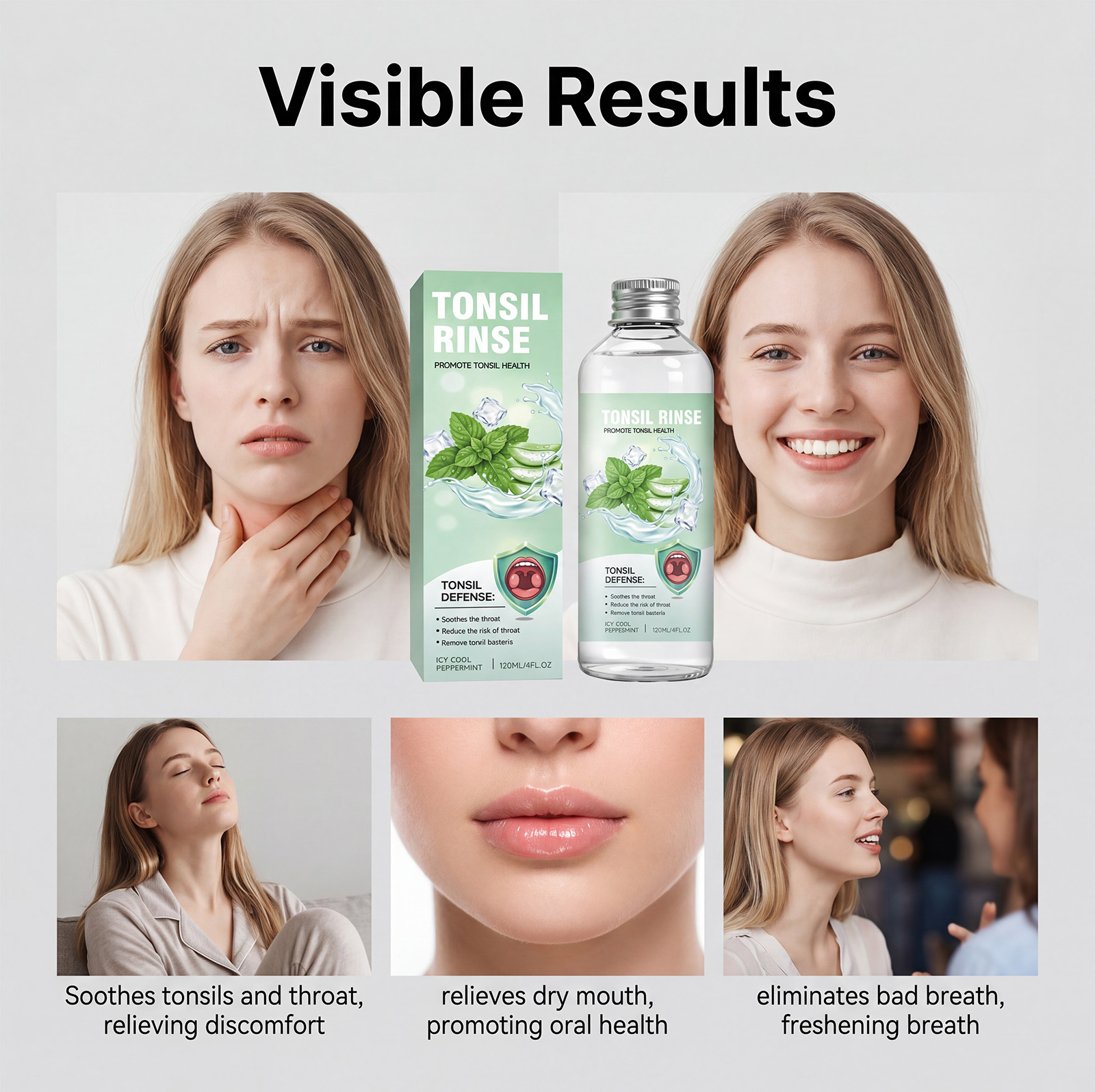 Refreshing Soothing Mouthwash Mint Cool Mild Comfortable Convenient Long Lasting Fresh Daily Oral Care Product