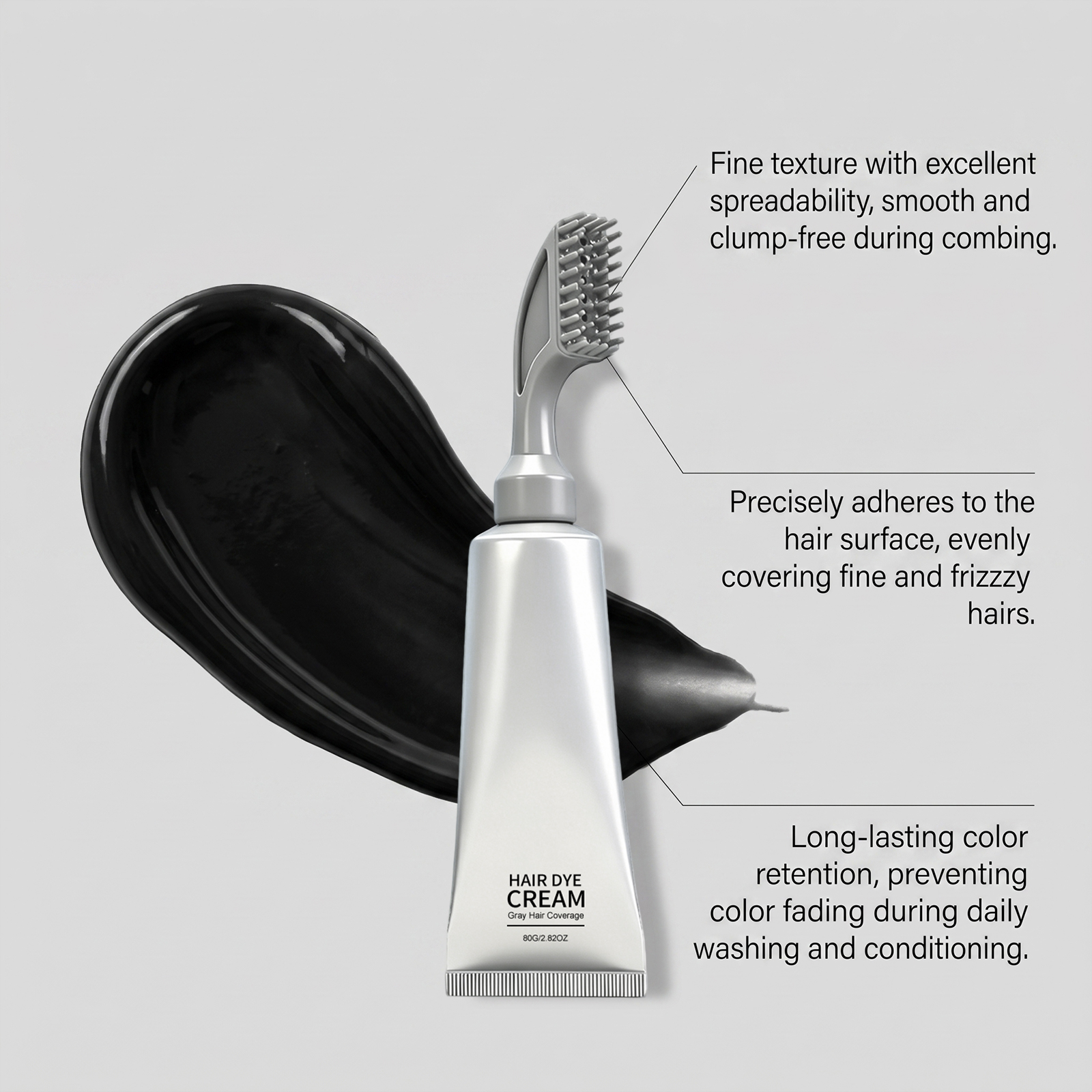 Hair Dye Comb Natural Black Glossy Hair Even Color With One Comb Easy Operation At Home Convenient Root Touch Up