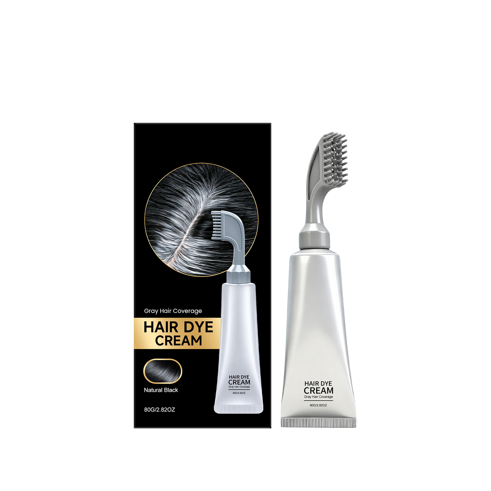 Hair Dye Comb Natural Black Glossy Hair Even Color With One Comb Easy Operation At Home Convenient Root Touch Up