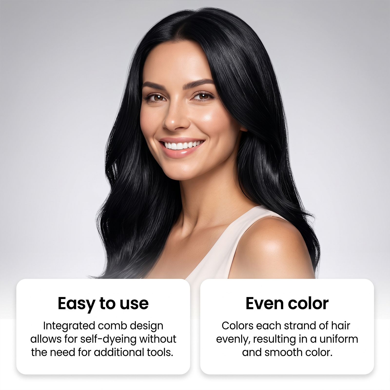 Hair Dye Comb Natural Black Glossy Hair Even Color With One Comb Easy Operation At Home Convenient Root Touch Up