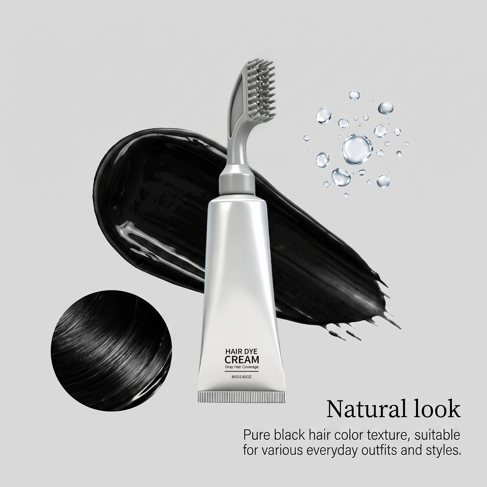 Hair Dye Comb Natural Black Glossy Hair Even Color With One Comb Easy Operation At Home Convenient Root Touch Up