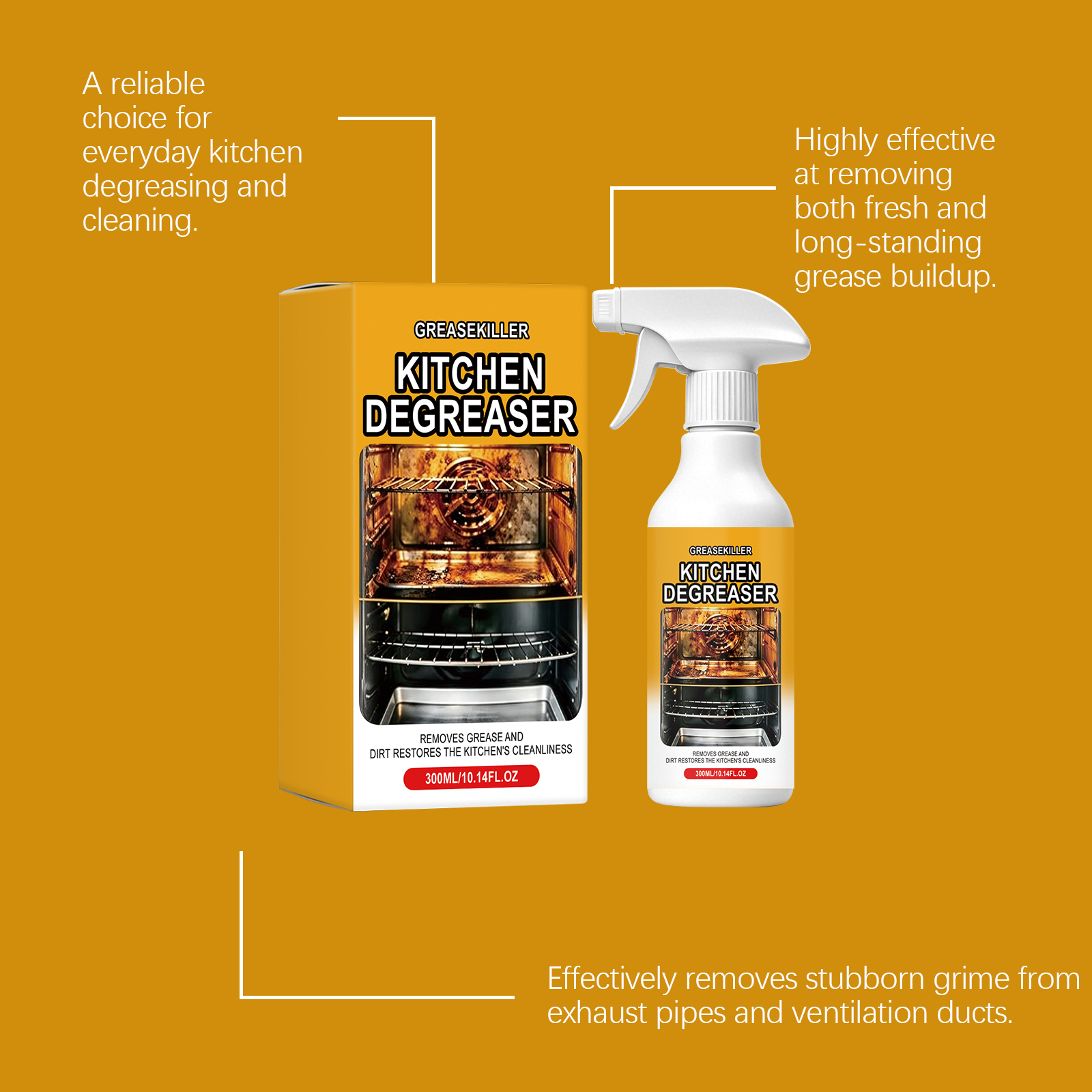 Kitchen Grease Cleaner Daily Household Purifying Stove Range Hood Tile Multi Surface Cleansing