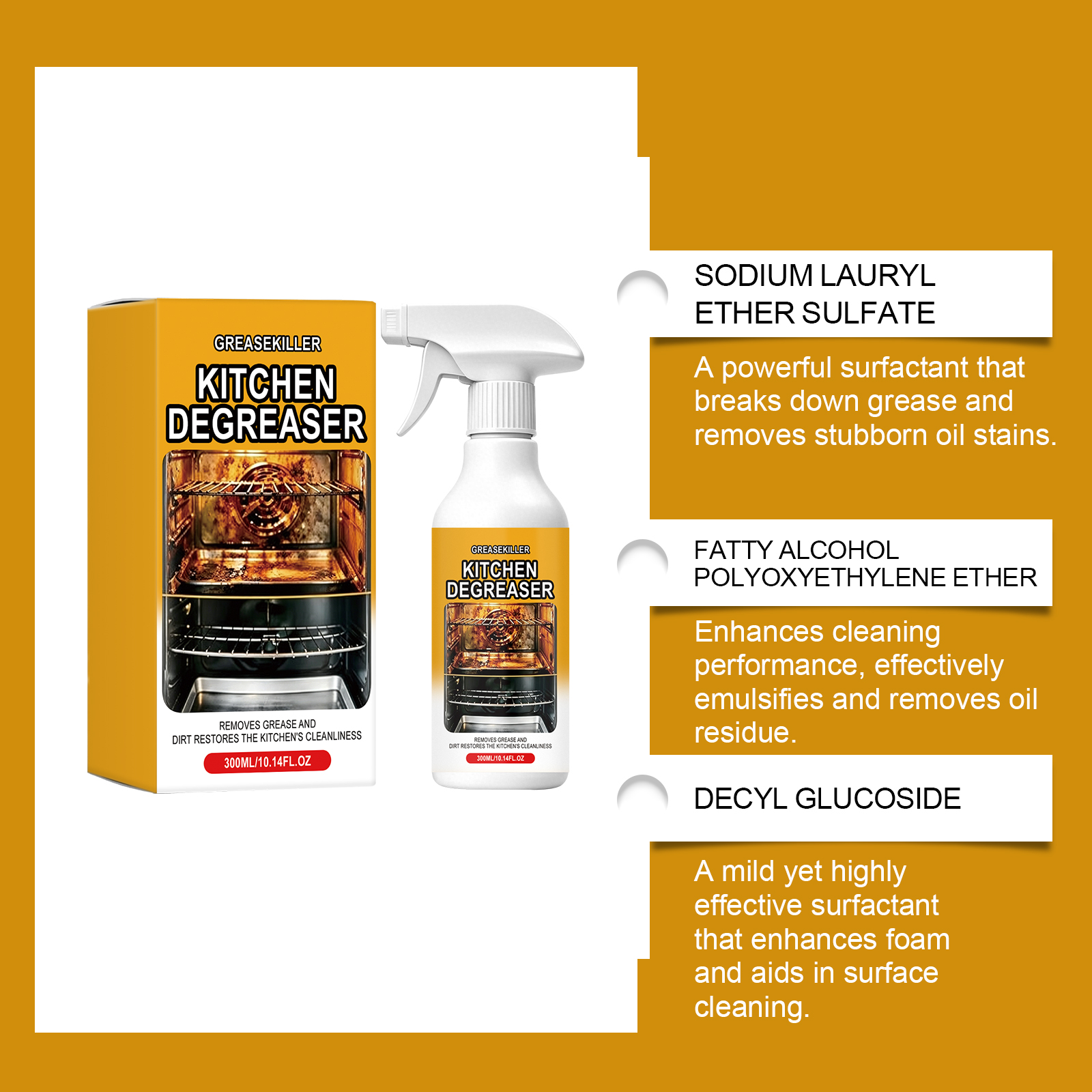 Kitchen Grease Cleaner Daily Household Purifying Stove Range Hood Tile Multi Surface Cleansing