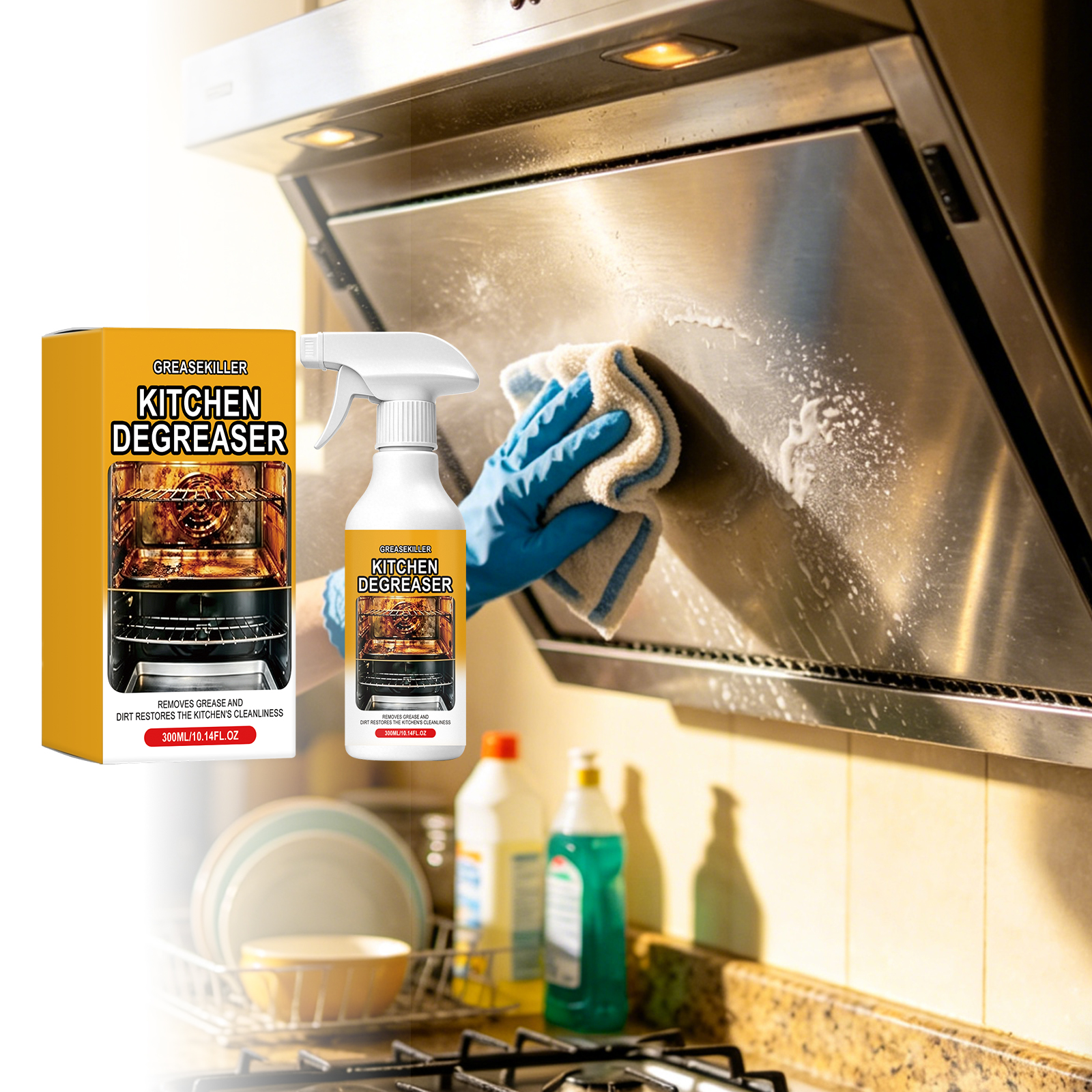 Kitchen Grease Cleaner Daily Household Purifying Stove Range Hood Tile Multi Surface Cleansing