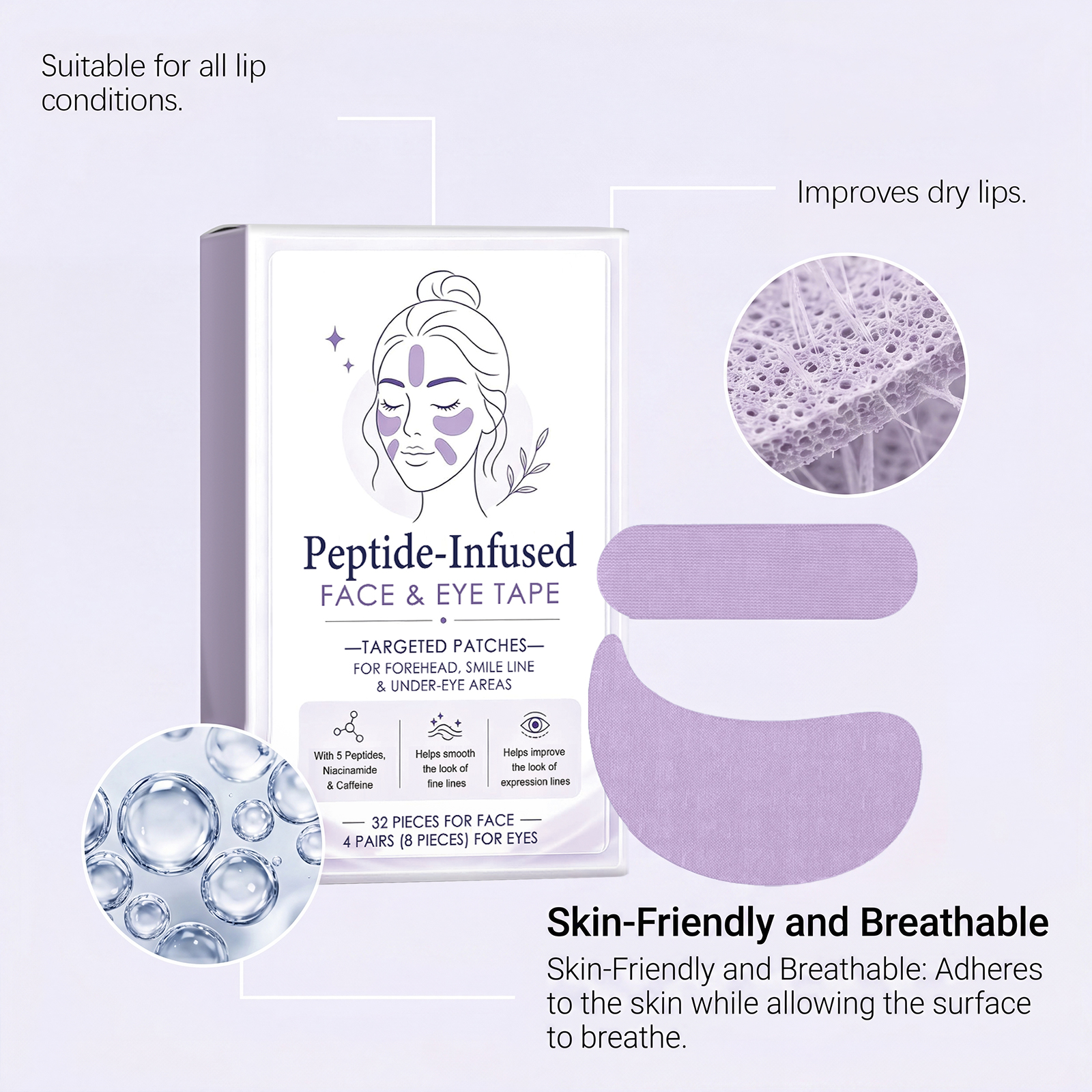 Purple Facial Care Patch For Daily Skin Repair And Gentle Complexion Nourishing Treatment